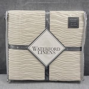 Waterford Linens NEW Allure Scalloped Valance 55×18 Slate Gray